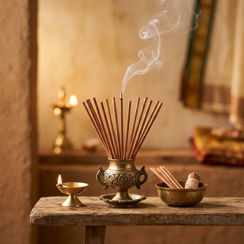 Sugar Batasa - Charcoal-free natural flora incense sticks dipped in organic essential oils of Sandal, Rose & Mogra.